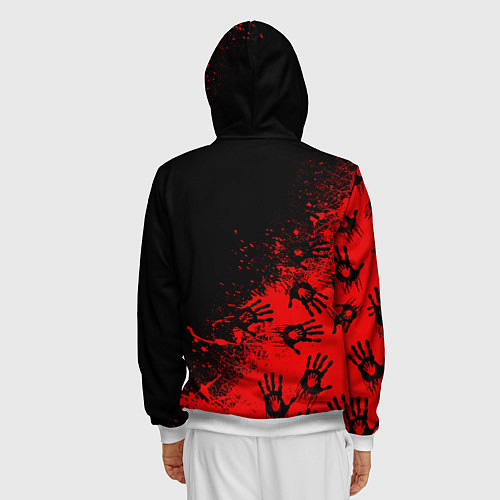 Мужская толстовка на молнии Death Stranding Отпечаток рук паттерн / 3D-Белый – фото 4