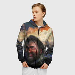Толстовка 3D на молнии мужская Disco Elysium Harrier Du Bois, цвет: 3D-черный — фото 2