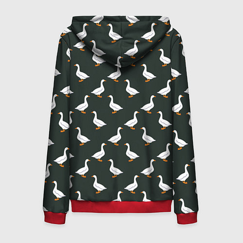 Мужская толстовка на молнии Гуси паттерн / 3D-Красный – фото 2