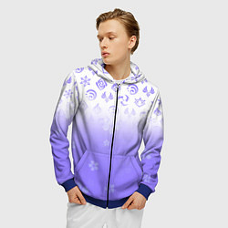 Толстовка 3D на молнии мужская GENSHIN IMPACT SYMBOL PATTERN SAKURA САКУРА, цвет: 3D-синий — фото 2