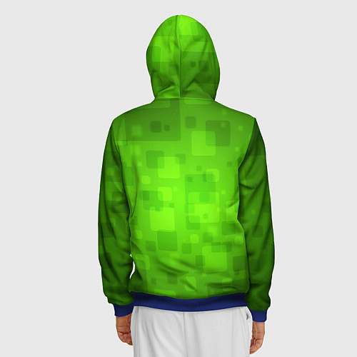 Мужская толстовка на молнии Minecraft Logo Green / 3D-Синий – фото 4