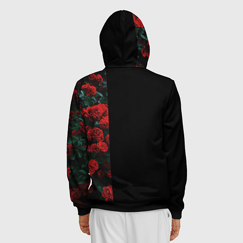 Мужская толстовка на молнии РОЗЫ 11 / 3D-Черный – фото 4