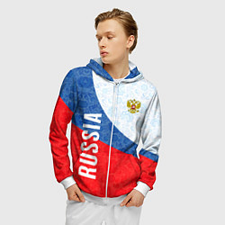 Толстовка 3D на молнии мужская RUSSIA SPORT STYLE РОССИЯ СПОРТИВНЫЙ СТИЛЬ, цвет: 3D-белый — фото 2