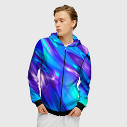 Толстовка 3D на молнии мужская Neon Holographic, цвет: 3D-черный — фото 2