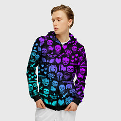 Толстовка 3D на молнии мужская UNDERTALE NEON PATTERN УЗОР, цвет: 3D-черный — фото 2