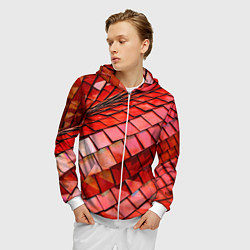 Толстовка 3D на молнии мужская Красная спартаковская чешуя, цвет: 3D-белый — фото 2