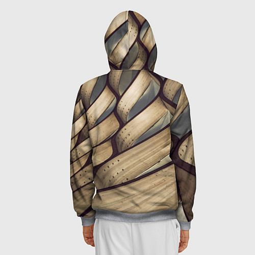Мужская толстовка на молнии Текстура древесины / 3D-Меланж – фото 4