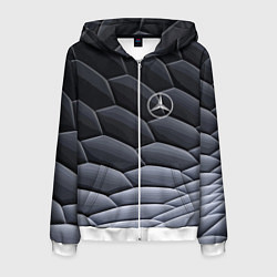 Толстовка 3D на молнии мужская Mercedes Benz pattern, цвет: 3D-белый