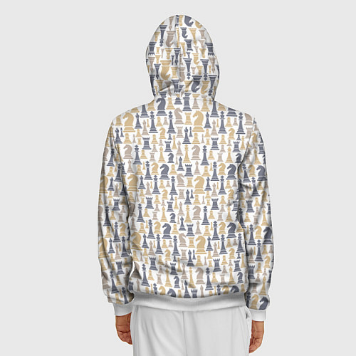 Мужская толстовка на молнии Шахматы фигуры / 3D-Белый – фото 4