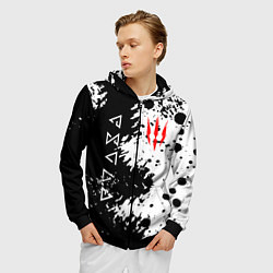 Толстовка 3D на молнии мужская The Witcher black & white, цвет: 3D-черный — фото 2
