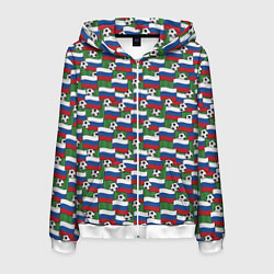 Толстовка 3D на молнии мужская Россия футбол, цвет: 3D-белый