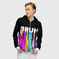 Толстовка 3D на молнии мужская BRUH Братан, цвет: 3D-белый — фото 2