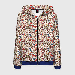 Толстовка 3D на молнии мужская Россия паттерн светлый, цвет: 3D-синий