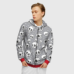 Толстовка 3D на молнии мужская Skulls & bones, цвет: 3D-красный — фото 2