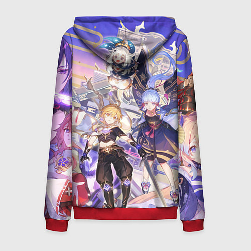 Мужская толстовка на молнии Genshin Impact - Арка Инадзумы / 3D-Красный – фото 2