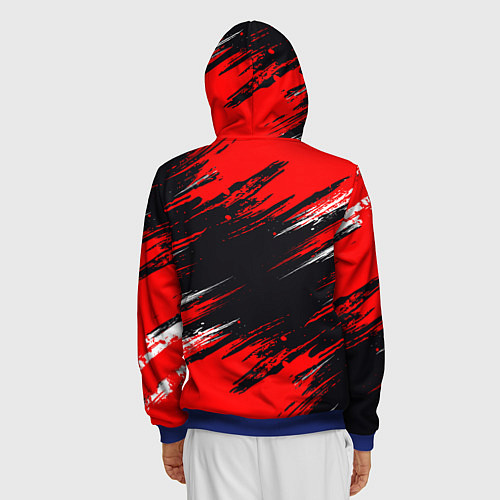 Мужская толстовка на молнии БЕЛО-КРАСНАЯ КРАСКА / 3D-Синий – фото 4
