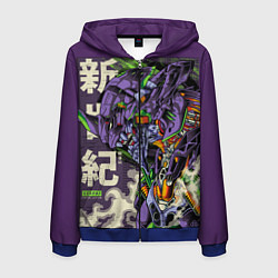 Толстовка 3D на молнии мужская Evangelion Eva-01, цвет: 3D-синий