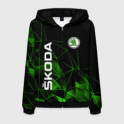 Толстовка 3D на молнии мужская Шкода, Skoda, Геометрия, цвет: 3D-черный