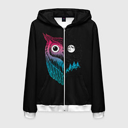 Толстовка 3D на молнии мужская Ночная сова Градиент, цвет: 3D-белый