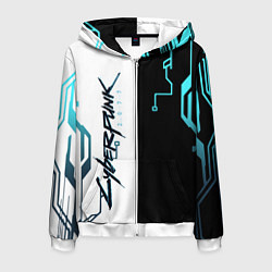 Толстовка 3D на молнии мужская Cyberpunk 2077 Game, цвет: 3D-белый