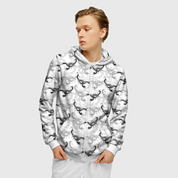 Толстовка 3D на молнии мужская Скорпионы - Scorpions, цвет: 3D-белый — фото 2