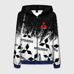 Толстовка 3D на молнии мужская Mitsubishi black & white, цвет: 3D-синий