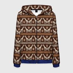 Толстовка 3D на молнии мужская Жирафы Африка паттерн, цвет: 3D-синий
