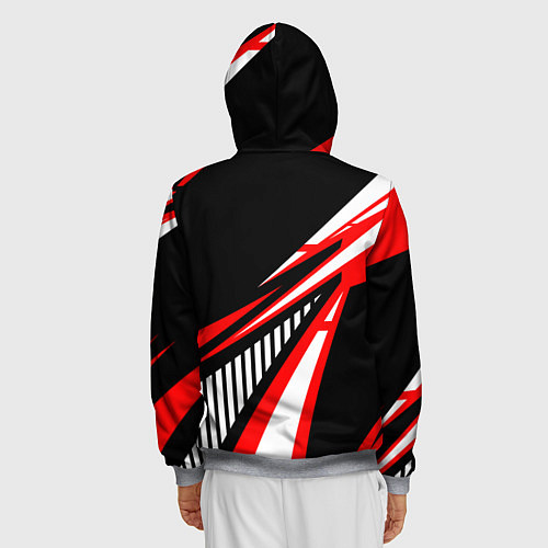 Мужская толстовка на молнии ТЕСЛА - RED SPORT / 3D-Меланж – фото 4