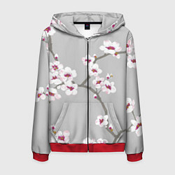 Толстовка 3D на молнии мужская Ранняя весна, цвет: 3D-красный