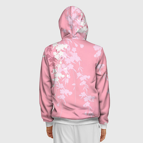 Мужская толстовка на молнии Цветущая ива / 3D-Белый – фото 4