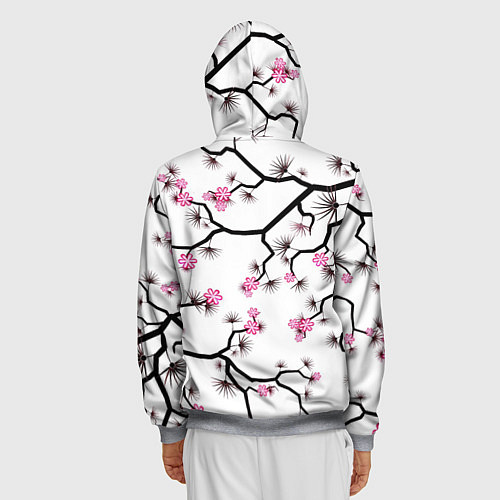 Мужская толстовка на молнии Цветущий шиповник / 3D-Меланж – фото 4