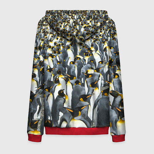 Мужская толстовка на молнии Пингвины Penguins / 3D-Красный – фото 2