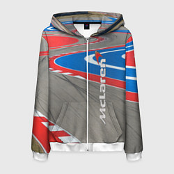 Толстовка 3D на молнии мужская McLaren Racing Route, цвет: 3D-белый
