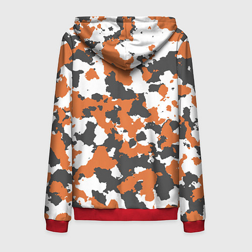 Мужская толстовка на молнии Orange Camo / 3D-Красный – фото 2