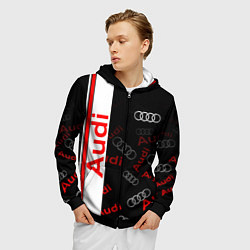 Толстовка 3D на молнии мужская Ауди audi sport, цвет: 3D-черный — фото 2