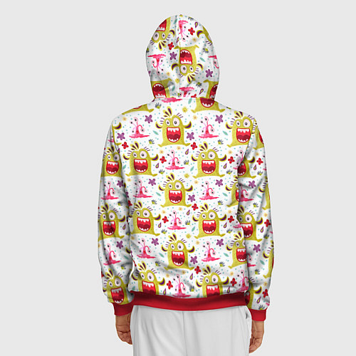 Мужская толстовка на молнии Желтый человечек / 3D-Красный – фото 4