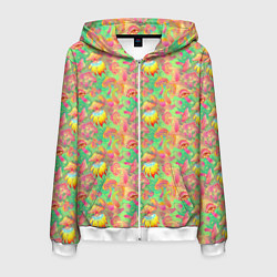 Толстовка 3D на молнии мужская Магические Грибы Психоделика, цвет: 3D-белый