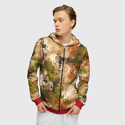 Толстовка 3D на молнии мужская Камуфляж Василиск Степь, цвет: 3D-красный — фото 2