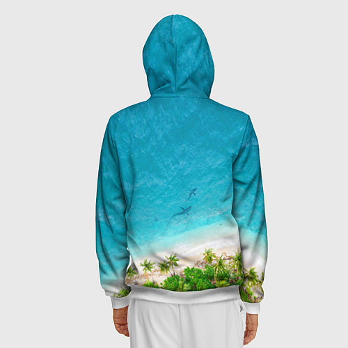 Мужская толстовка на молнии Акула - пасть / 3D-Белый – фото 4