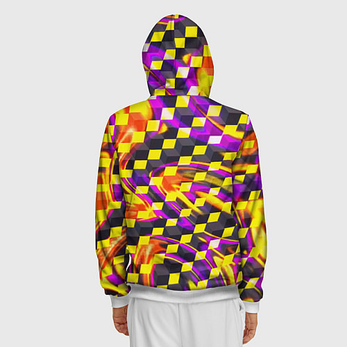 Мужская толстовка на молнии Черно-желтые кубы / 3D-Белый – фото 4