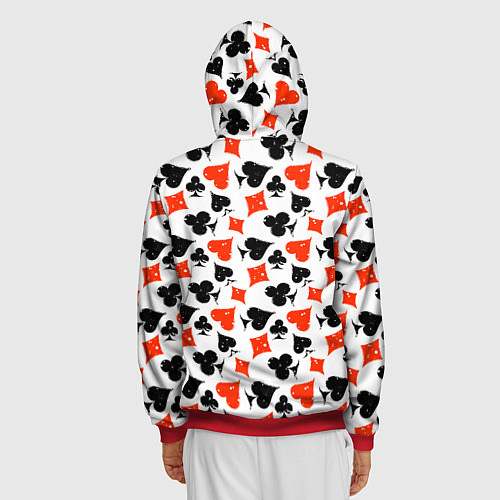 Мужская толстовка на молнии Пика, Черва, Крестя, Бубна / 3D-Красный – фото 4