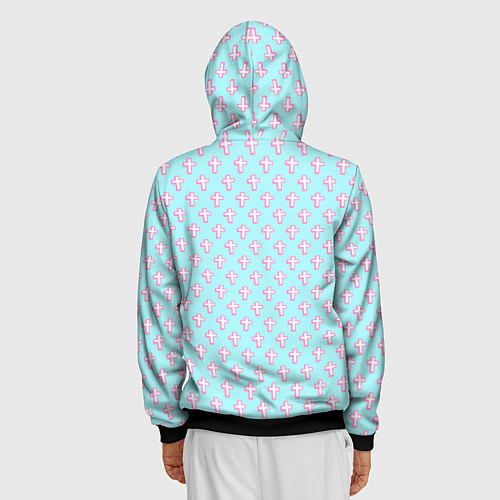 Мужская толстовка на молнии Кресты голубой фон / 3D-Черный – фото 4