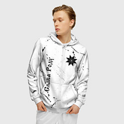 Толстовка 3D на молнии мужская СЛАВА РОДУ - АЛАТЫРЬ - Потертости, цвет: 3D-белый — фото 2