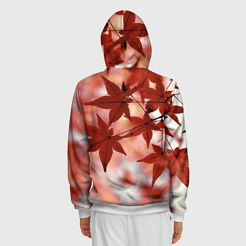Мужская толстовка на молнии Кадзуха и кленовые листья / 3D-Белый – фото 4