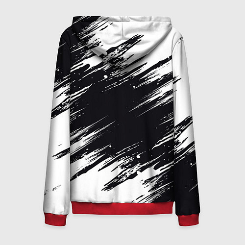 Мужская толстовка на молнии БЕЛАЯ КРАСКА БРЫЗГИ / 3D-Красный – фото 2