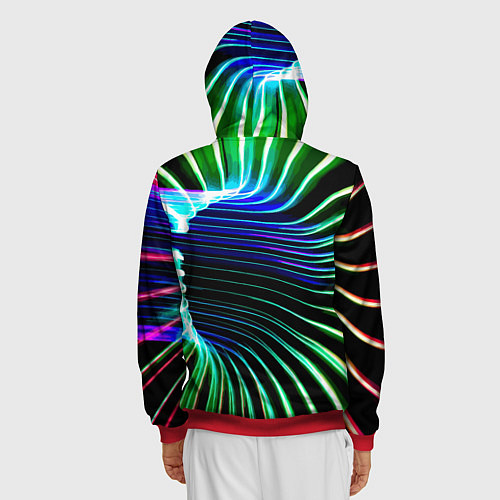 Мужская толстовка на молнии Portal Fashion pattern Neon / 3D-Красный – фото 4