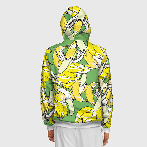 Мужская толстовка на молнии Banana pattern Summer Food / 3D-Белый – фото 4