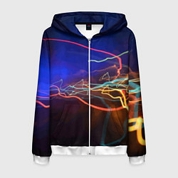 Толстовка 3D на молнии мужская Neon vanguard pattern Lightning Fashion 2023, цвет: 3D-белый