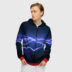Толстовка 3D на молнии мужская Lightning Fashion 2025 Neon, цвет: 3D-красный — фото 2