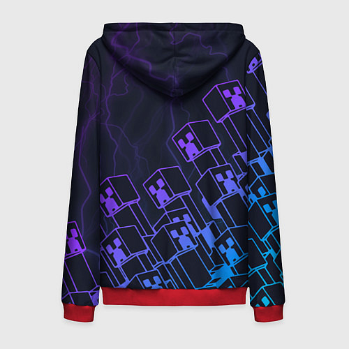 Мужская толстовка на молнии Minecraft CREEPER NEON / 3D-Красный – фото 2